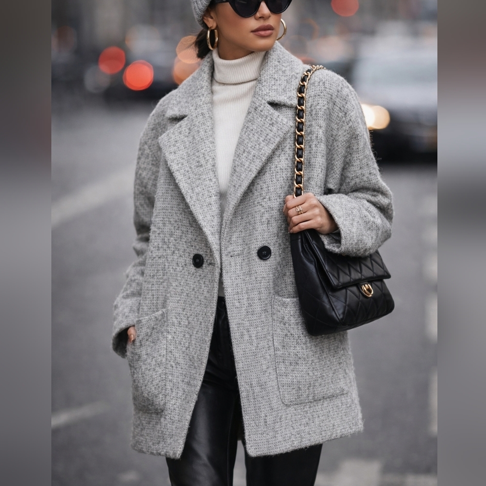 Avec Les Filles x Anthropologie Earl Grey Wool Coat